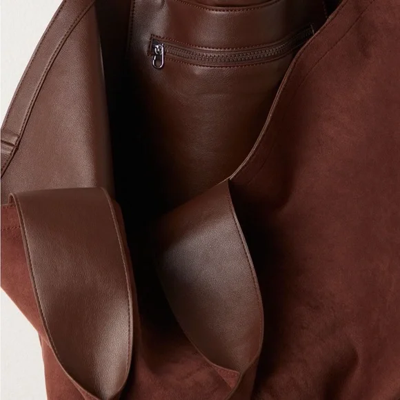 NWT Free People Blair Reversible Vegan Suede Tote - Picture 5 of 8